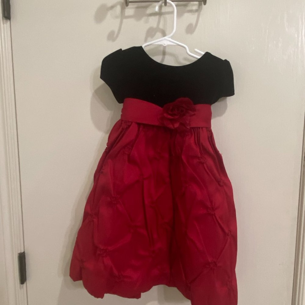 Black velvet & red silk dress size 3